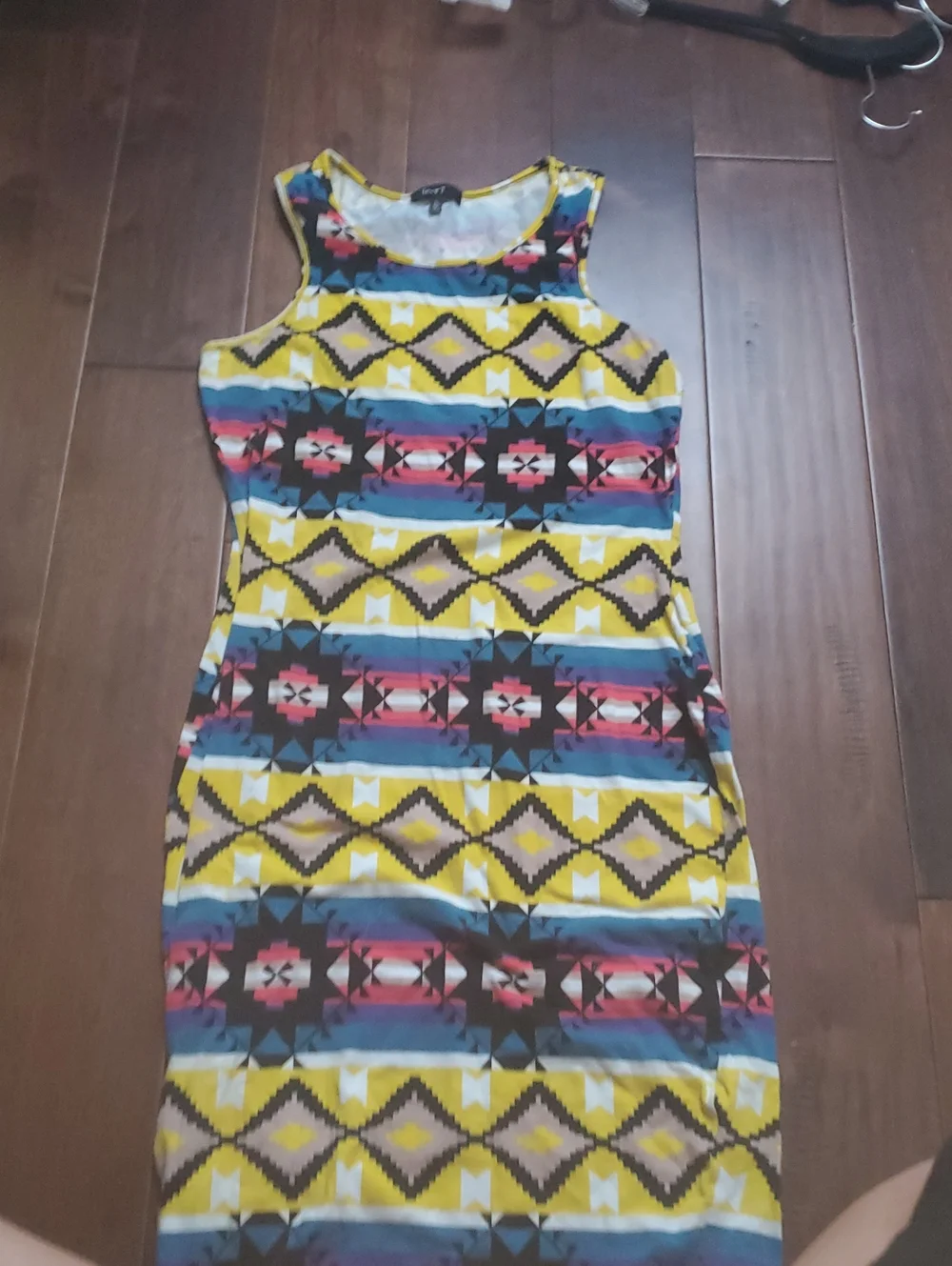 love J Yellow Aztec-Stripe Tank Dress Size Large Bodycon Dress